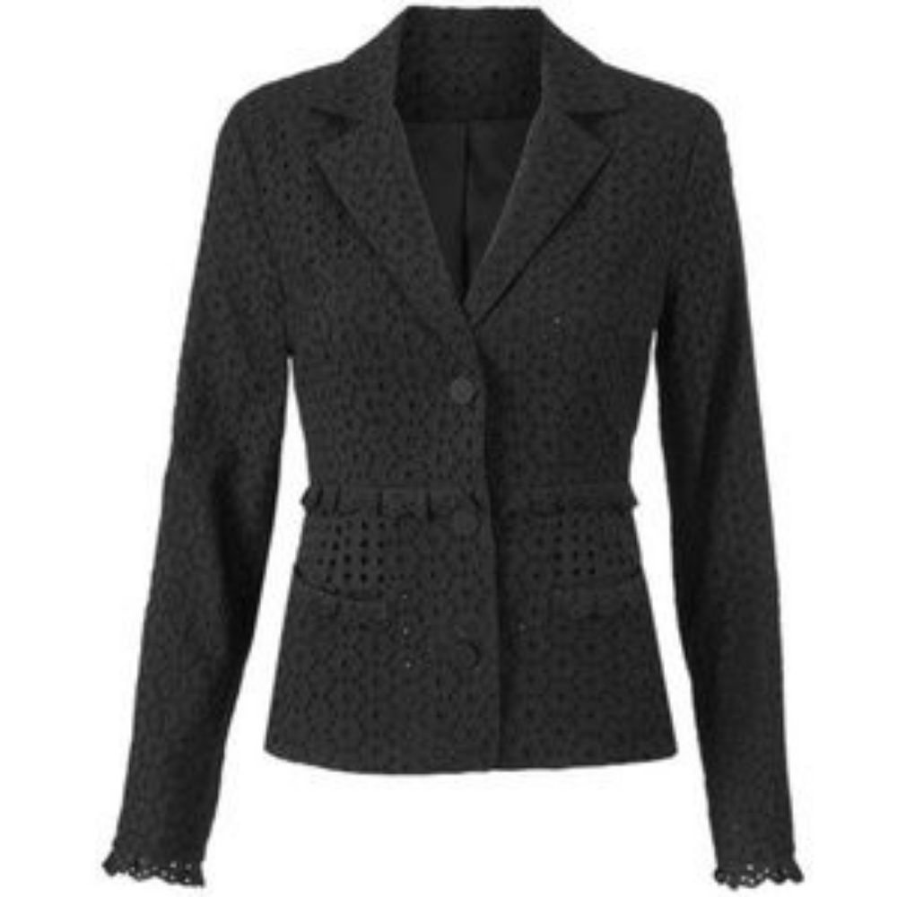 cabi Flamenco Jacket black eyelet blazer NWOT SZ14